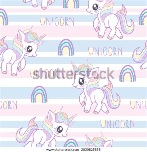 Cute Unicorn Rainbow Seamless Pattern Stock Vector Royalty Free