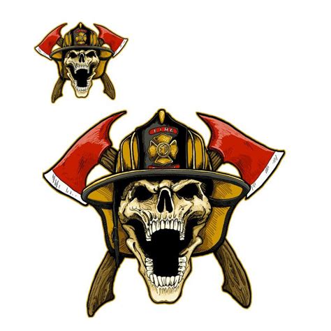 Autocollant Sticker Lethal Threat Mini Fire Fighter Skull X Cm