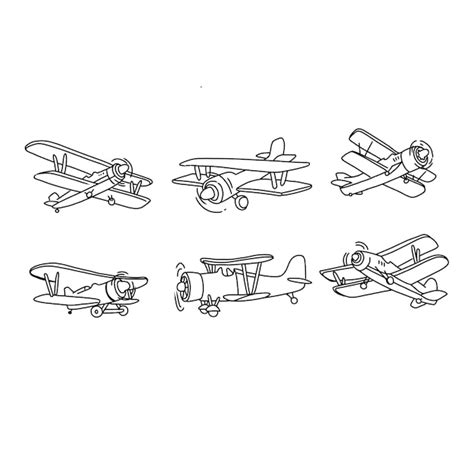 Premium Vector Airplane Travel Hand Drawn Doodle Illustrations Vector Set