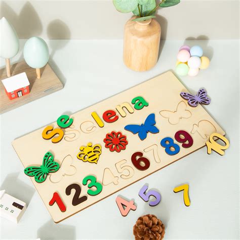 Puzzles bébé nom personnalisé avec chiffres et animal Jouets d