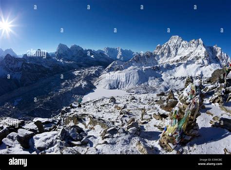 Sunrise Over Mount Everest From Gokyo Ri With Ngozumba Glacier And