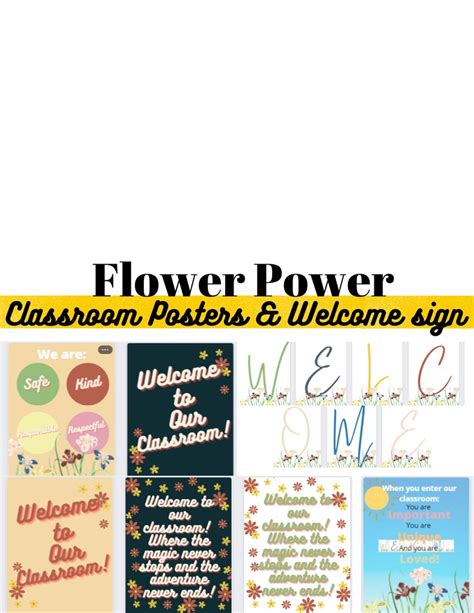 Flower Themed Classroom Decor Posters Easy And Modern Etsy