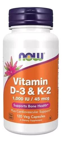 Vitamina D3 And K2 Now 1000 Iu 45mcg 120 Cápsulas Sabor Sin Sabor