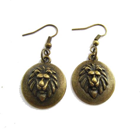 Lion Earrings Lion Dangle Earrings Dainty Lion Earrings Elegant Lion