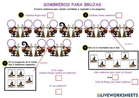 Sombreros para Brujas worksheet Actividades para niños pequeños