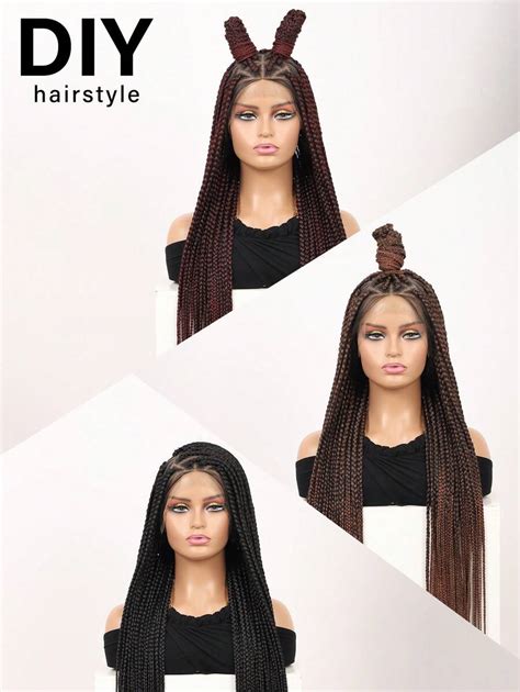 Inches Triangle Knotless Box Braided Wigs For Women Box Braided Full