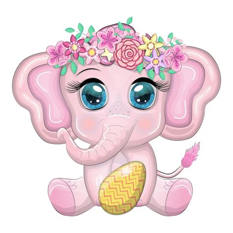 Lindo Elefante De Dibujos Animados Personaje Infantil Con Hermosos Ojos