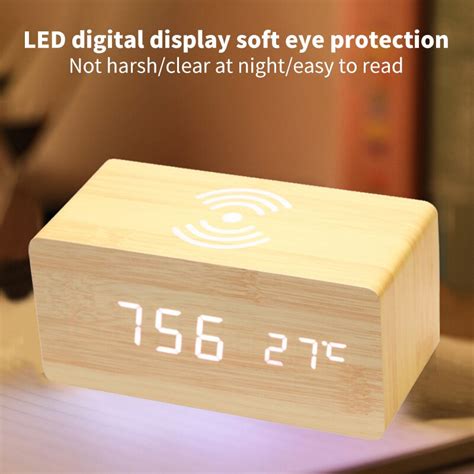 Modern Wooden Wood Digital Led Desk Alarm Clock Th Grandado