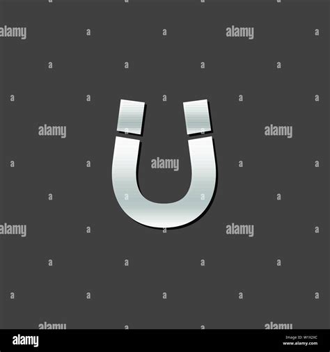 Magnet Icon In Metallic Grey Color Style Object Electromagnet Metal