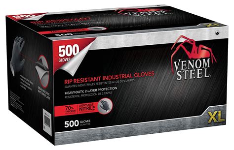 Venom Ven6544 Steel Premium Industrial Nitrile Gloves X Large Black