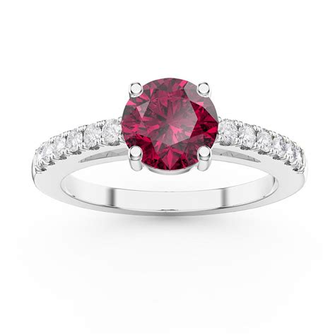 Unity 1ct Ruby Moissanite Pave 9ct White Gold Proposal Ring Jian London