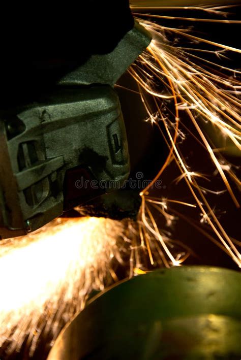 Cutting Metal with Angle Grinder Stock Photo - Image of steel, hand ...