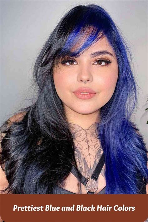 Half Black Half Blue Long Shag Blue Black Hair Color Brown Ombre Hair Hair Makeover Latest