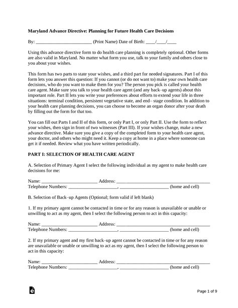 Free Maryland Last Will And Testament Template PDF Word EForms