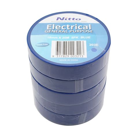 Nitto Denko 18mm X 20m Blue PVC Electrical Insulation Tape 5 Pack