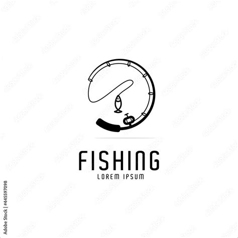 fishing rod circle logo design,fishing logo,black and white logo,icon ...