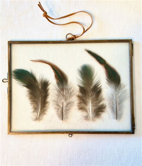 Framed Feathers Wall Art Feather Wall Art Gold Frame With Etsy