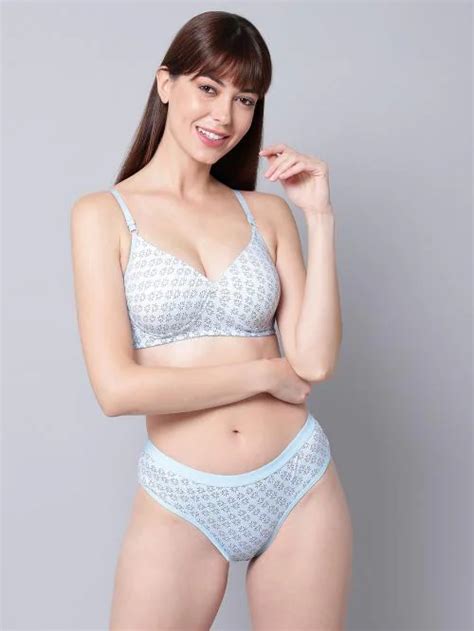 Buy In Curve Women S Blue Cotton Bra Panty Set For Lingerie Set Undergarments Nightwear Hot