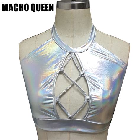 Buy Iridescent Silver Holographic Women Crop Top Rave