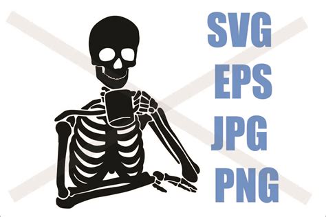 Skeleton Skull Drinking Coffee Svg Eps Png