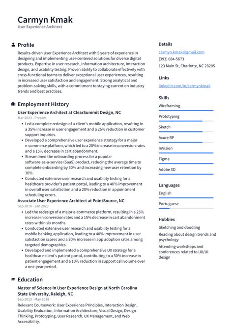 Top User Experience Architect Resume Objective Examples