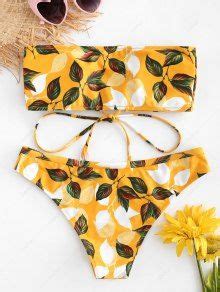 Lace Up Leaf Bikini Set In RUBBER DUCKY YELLOW ZAFUL 2024