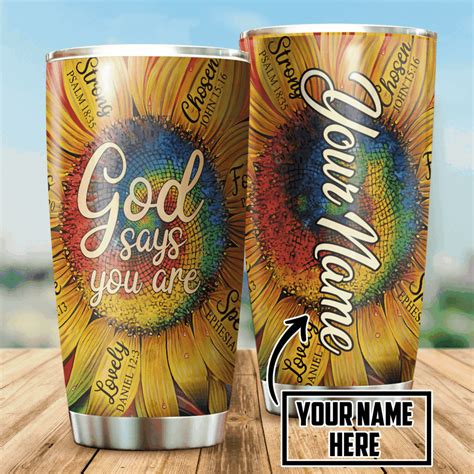 Jesus Sunflower God Say You Personalized Tumbler Teeuni