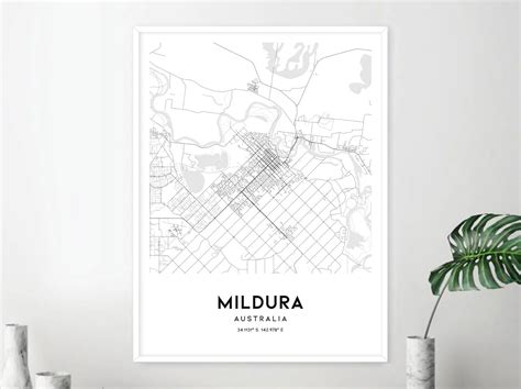 Mildura Map Print Mildura Map Poster Wall Art Mildura City - Etsy