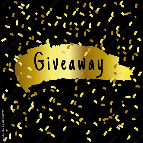 Giveaway Inscription Luxury Texture Gold Confetti On Black Background