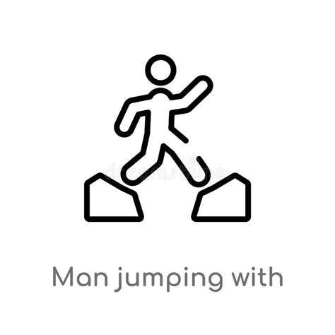 Outline Jumping Dancer Vector Icon Isolated Black Simple Line Element