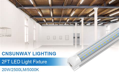 CNSUNWAY LED Shop Light 2FT 20W 2500LM 5000K T8 LED Tube Light High