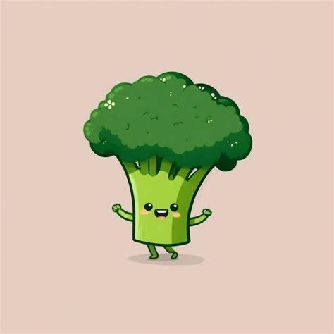 Premium Photo Kawaii Broccoli Funny Vegetables Cartoon Character