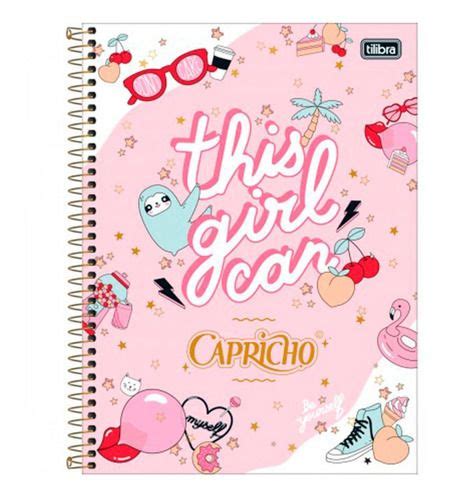 Caderno Espiral Tilibra Cd X Capricho Fls Pct C Un Cadernos