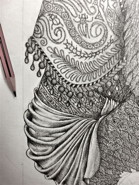 Scarf Pencil Drawing