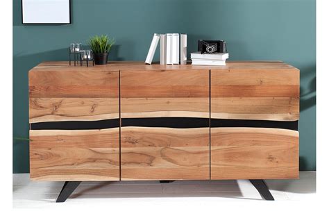 Buffet bois massif et métal 150 cm Acacia pour salle à manger