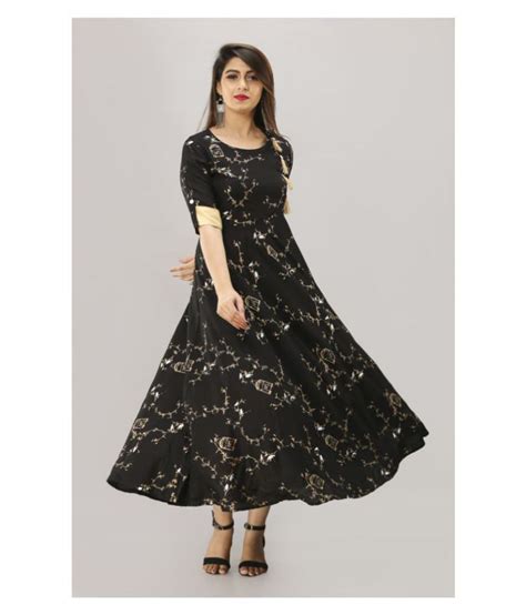 Sherine Black Rayon Anarkali Kurti Buy Sherine Black Rayon Anarkali