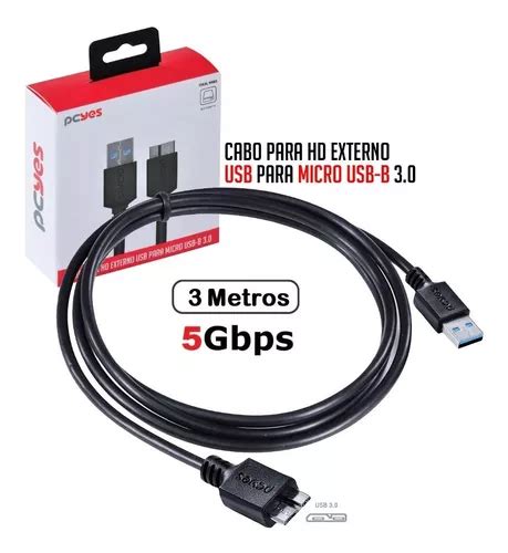 Cabo Para Hd Externo Usb A Macho P Micro Usb B Metros