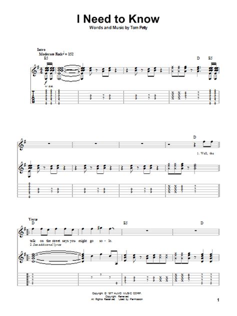 I Need To Know by Tom Petty And The Heartbreakers - Guitar Tab Play ...