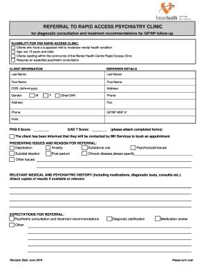 Fillable Online Rapid Access Clinic Referral Form Physician Fax Email