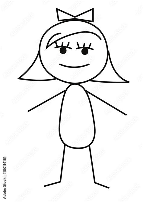 Stickman style vector drawing of little girl child. Stock Vector | Adobe Stock