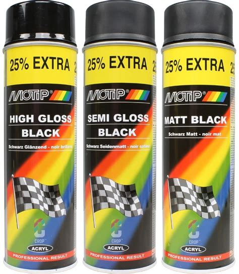 Motip Semi Gloss Black Satin Matt Spray Paint Metal Wood Glass Plastic