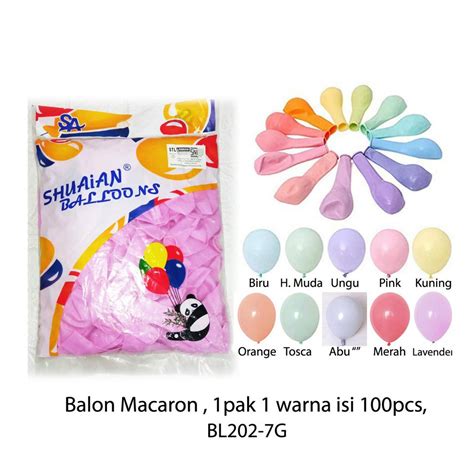 Jual Balon Latex 12 Inch Pastel Macaron Macaroon Shuai An Shuaian Isi