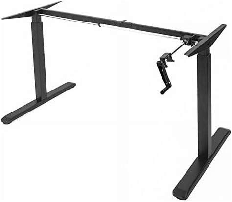 Black Manual Height Adjustable Stand Up Desk Frame With Crank System