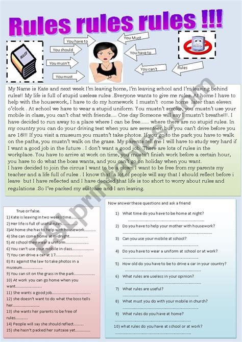rules rules rules esl worksheet  primpi