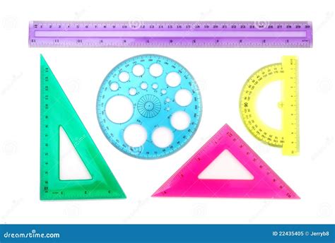 Colorful Ruler Set Stock Image Image Of School Plastic 22435405