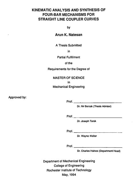 Solution Kinematic Analysis And Synthesis Of Four Bar Mechanisms For