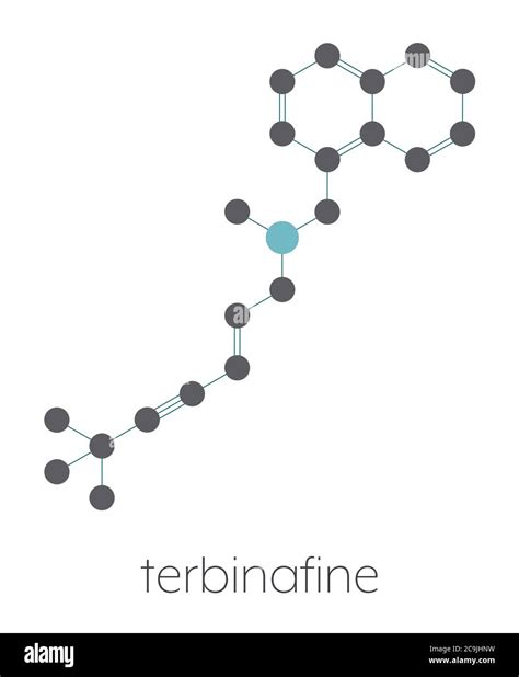 Terbinafine Antifungal Drug Molecule Stylized Skeletal Formula Chemical Structure Atoms Are