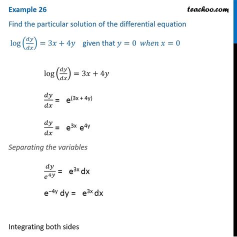 Example 26 Find Particular Solution Log Dydx 3x 4y