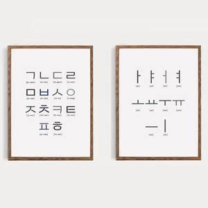 Hangul Poster Korean Consonants And Vowels Poster Chart Etsy