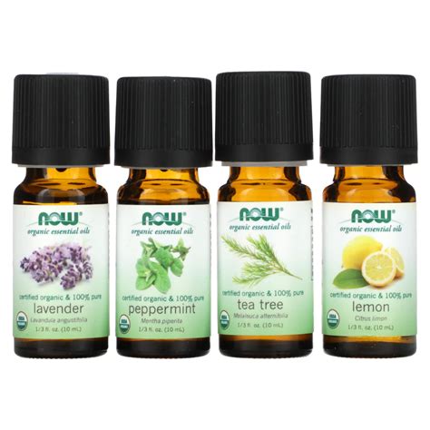 NOW Foods Let It Be Organically Organic Essential Oils Kit 4 Bottles